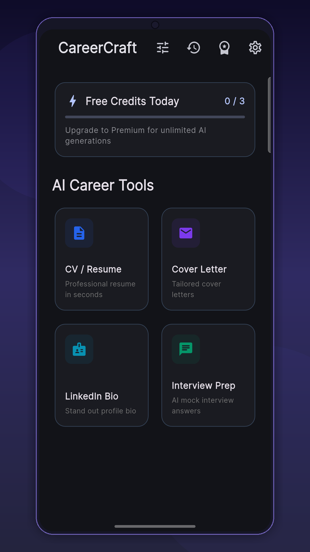 CareerCraft app screenshot